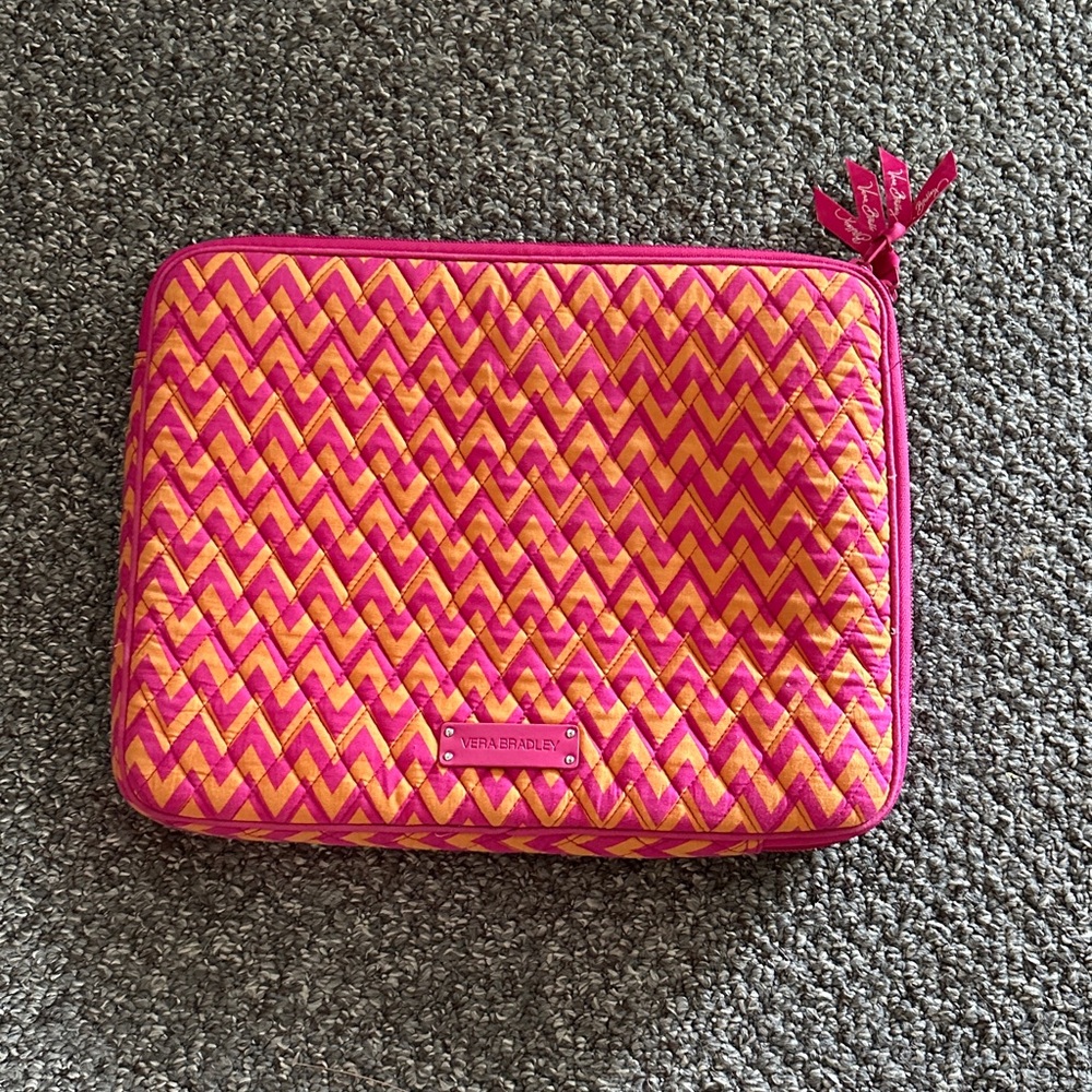 Vera Bradley Pink and Orange computer sleeve bag/ pouch with inside pocket.